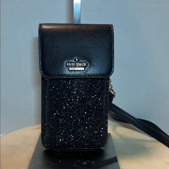 Kate Spade Black Sparkle Phone Crossbody - Picture 1 of 6